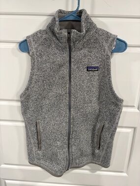 Patagonia Heather Gray Logo Fleece Vest